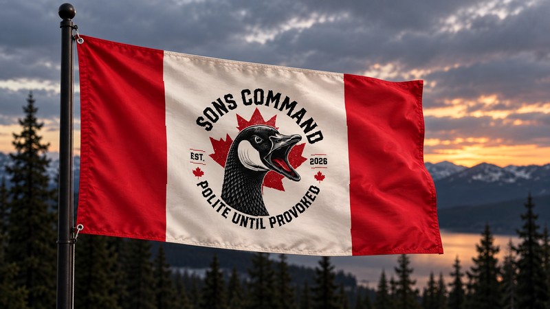 Sons Command Canada goose flag outdoors